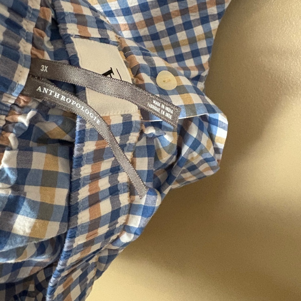 Anthropologie Blue and tan Checkered pants - Picture 3 of 3